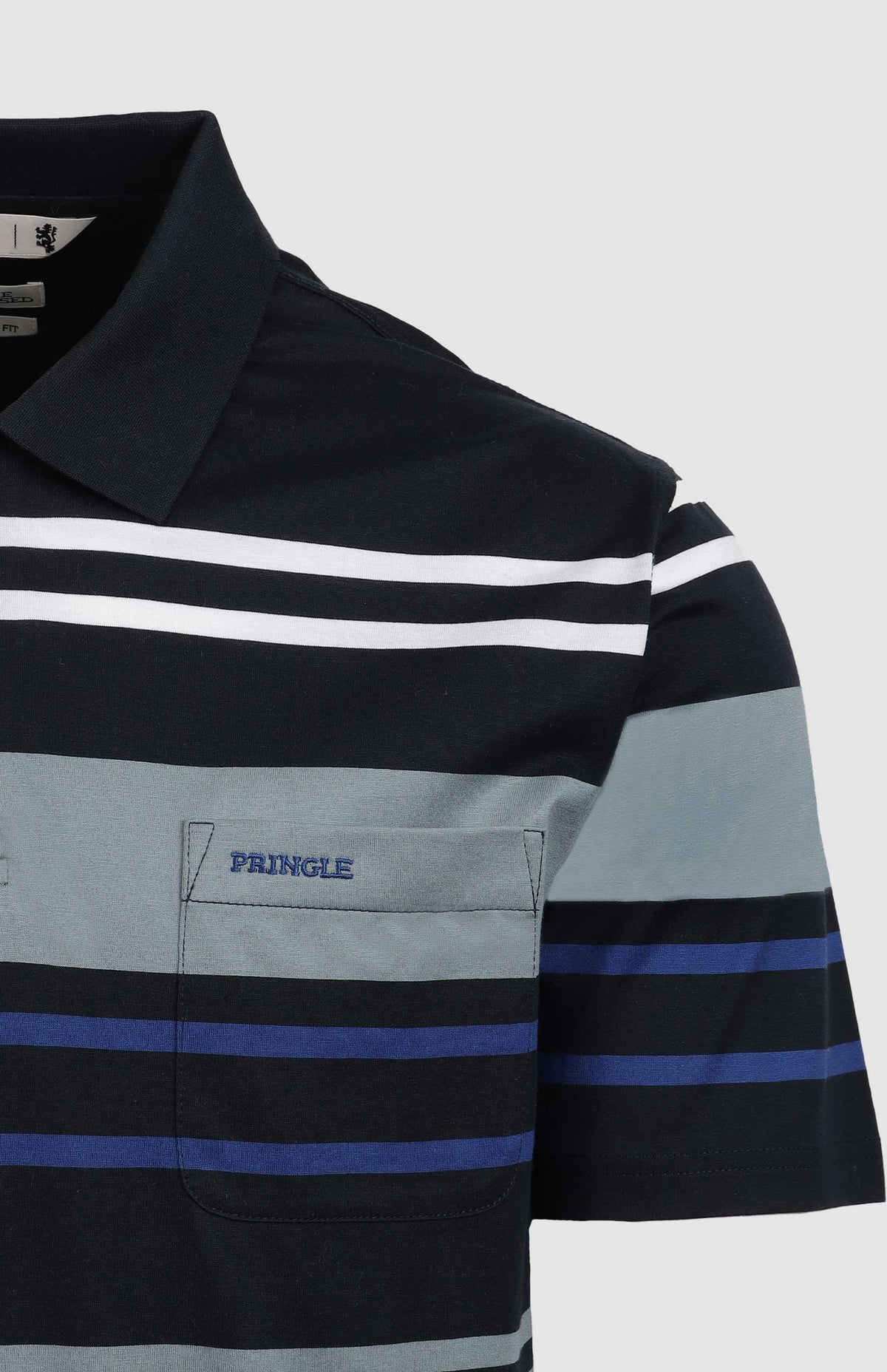 Pringle Golf T Shirt Pringle Michael Striped Mercerised Golfer Navy