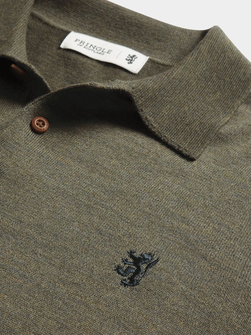 Pringle Golfer Pringle Gray Long Sleeve Merino Wool Golfer Green