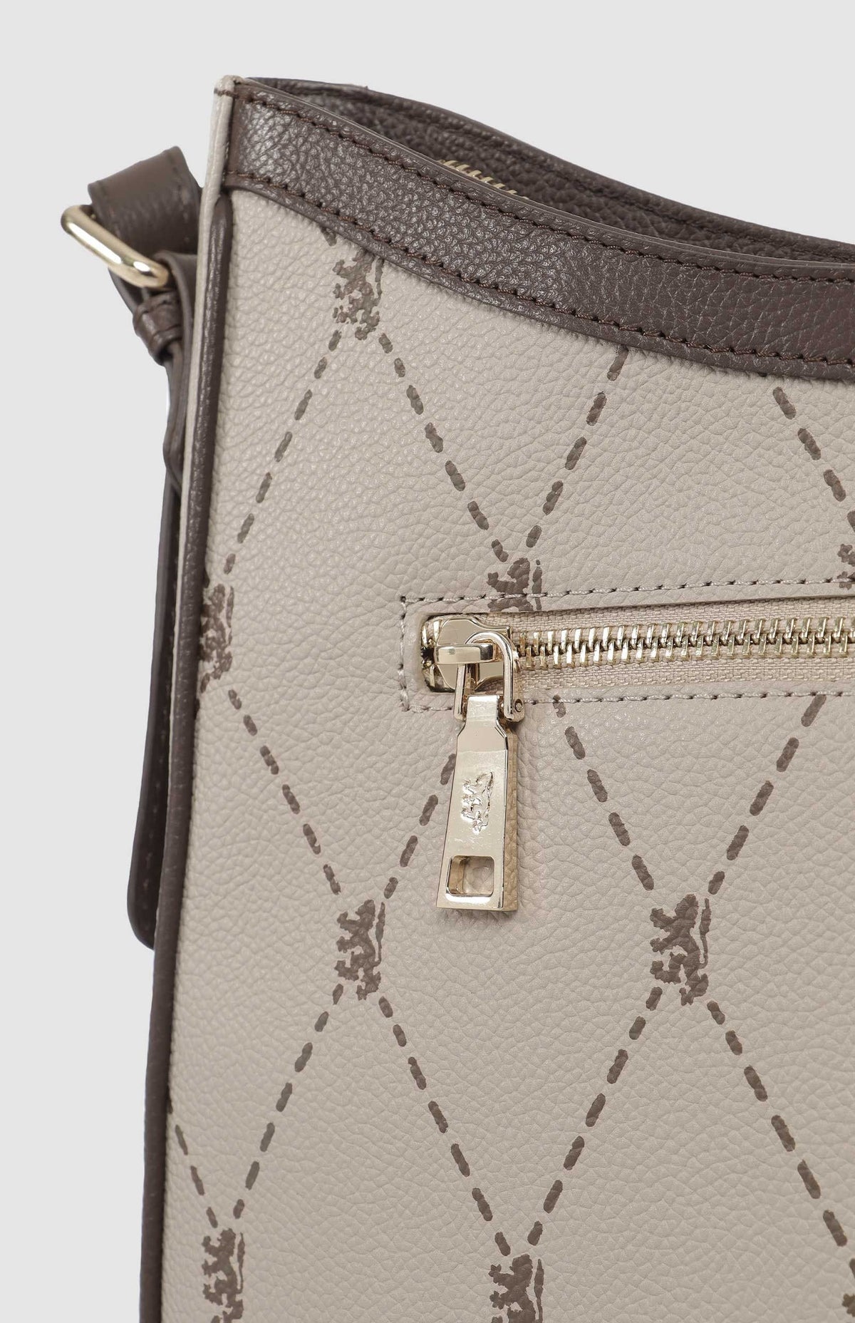 Pringle Ladies Handbags Pringle Argyle AOP Hobo Bag Stone PR112036