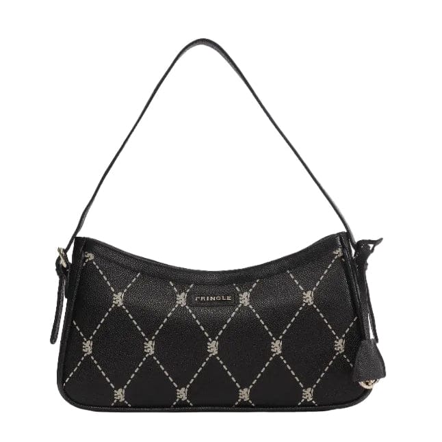 Pringle Ladies Handbags Pringle Argyle AOP Small Shoulder Bag Black PR112034