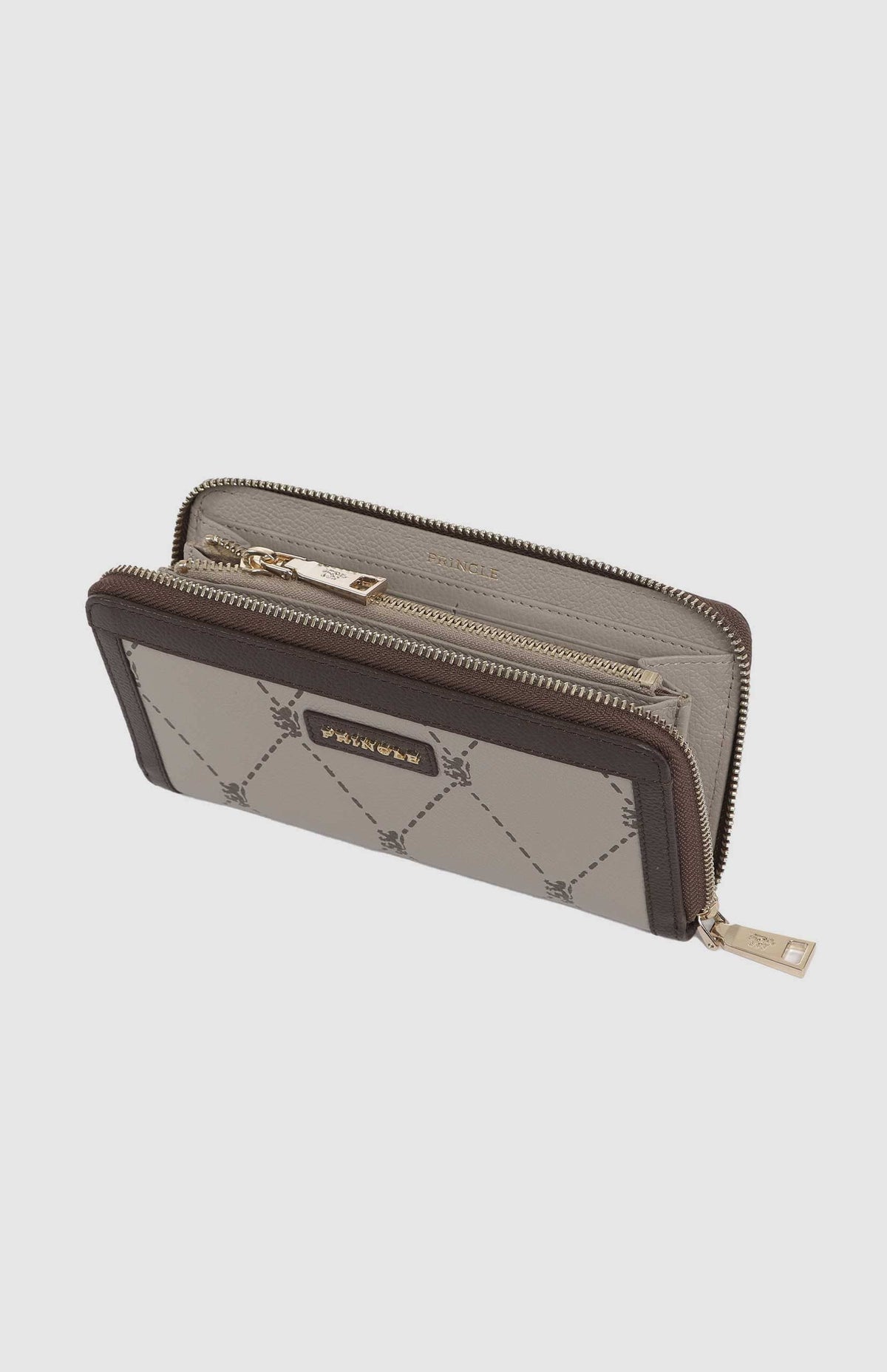 Pringle Ladies Purse Pringle Argyle AOP Zip Around Purse Stone PR112041