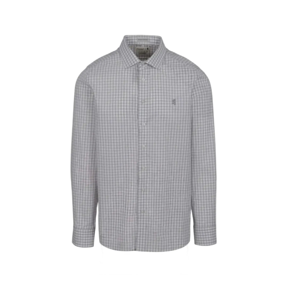 Pringle Shirts Pringle Bernard Gingham Easy Care LS Tailored Shirt- Grey MSLS1971 PR112113