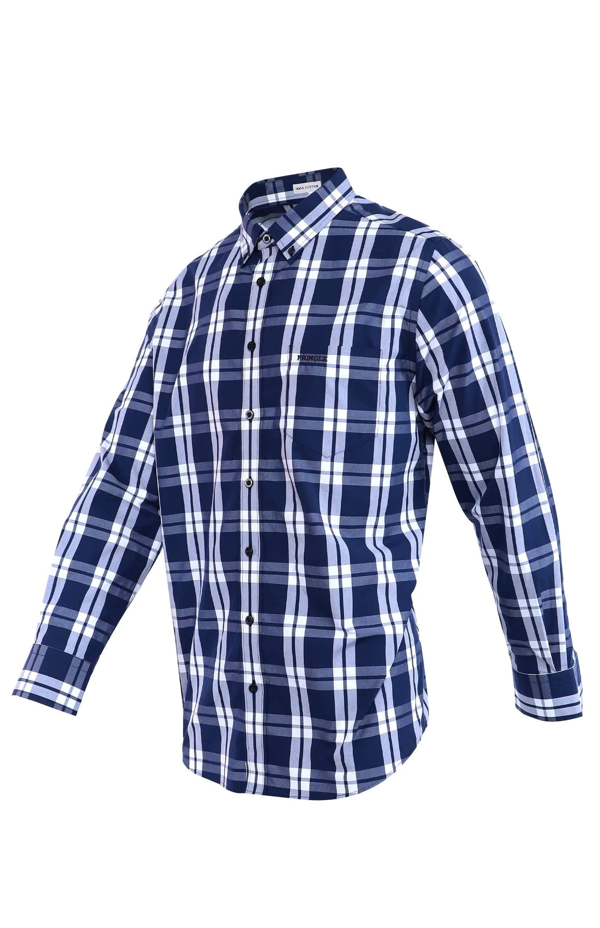 Pringle Shirts Pringle Perry Long Sleeve Check Classic Shirt Navy (7564611879001)