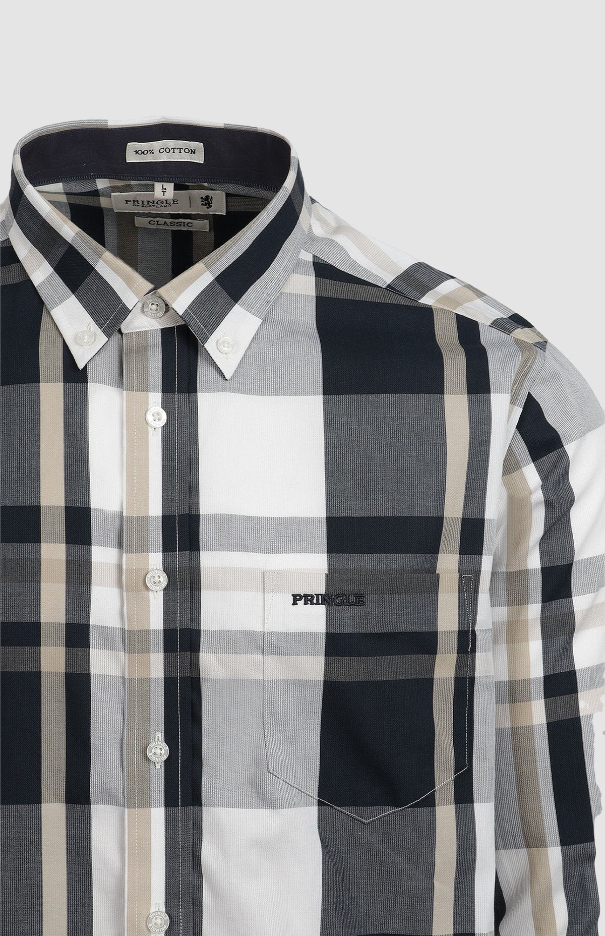 Pringle Shirts Pringle Quade Checked Classic Shirt Tall Navy