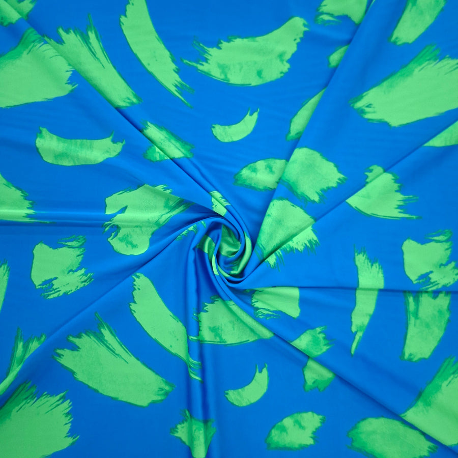 PRINTED ARMANI SATIN dress fabric Blue/Lime Printed Armani Satin Fabric 150 cm