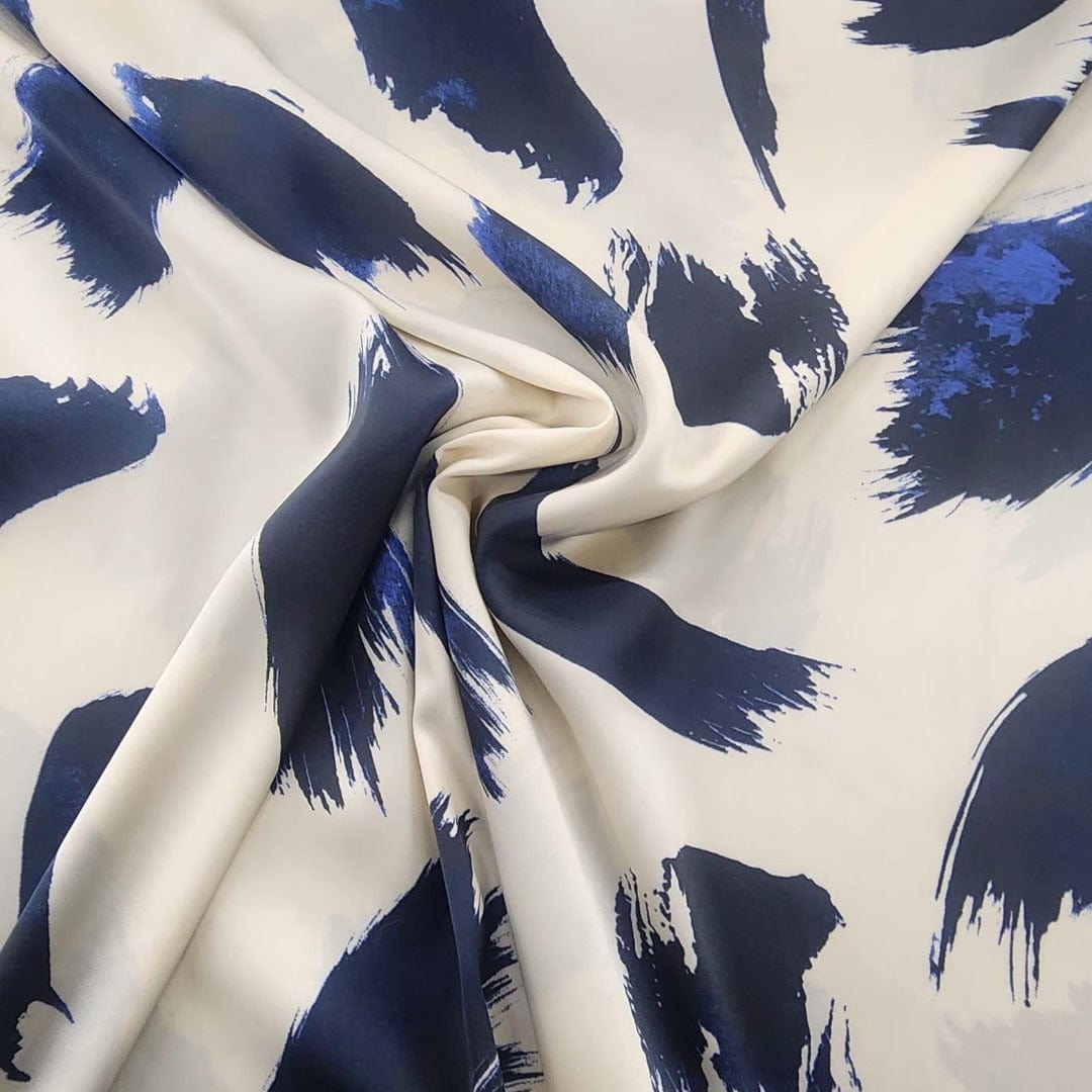 PRINTED ARMANI SATIN dress fabric Navy Blue Printed Armani Satin Fabric 150 cm (7719819837529)