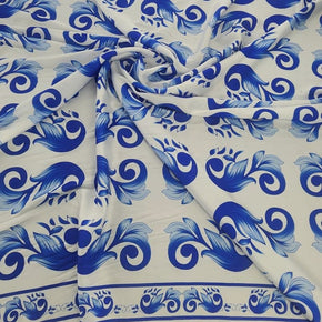 PRINTED ARMANI SATIN Dress Fabrics Printed Digital ArmanI Fabric Blue 150cm (7471848980569)