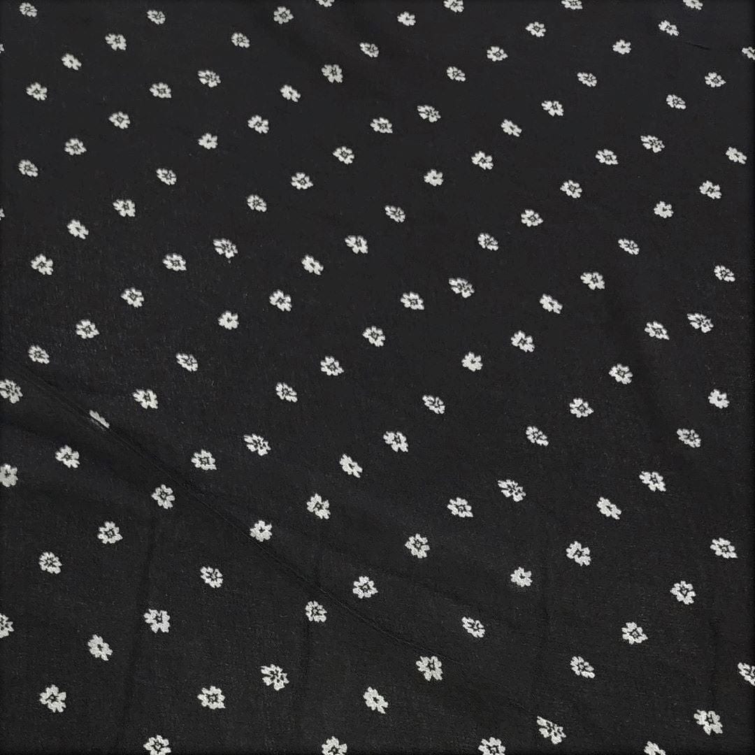 PRINTED CHIFFON dress fabric Printed Chiffon Black With White Flower Fabric 150cm (7336178778201)