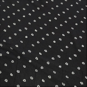 PRINTED CHIFFON dress fabric Printed Chiffon Black With White Flower Fabric 150cm (7336178778201)