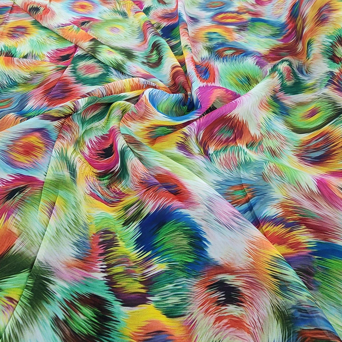 PRINTED CHIFFON Dress Fabrics White/Cerise Printed Peach Chiffon Fabric 150cm (7510767829081)