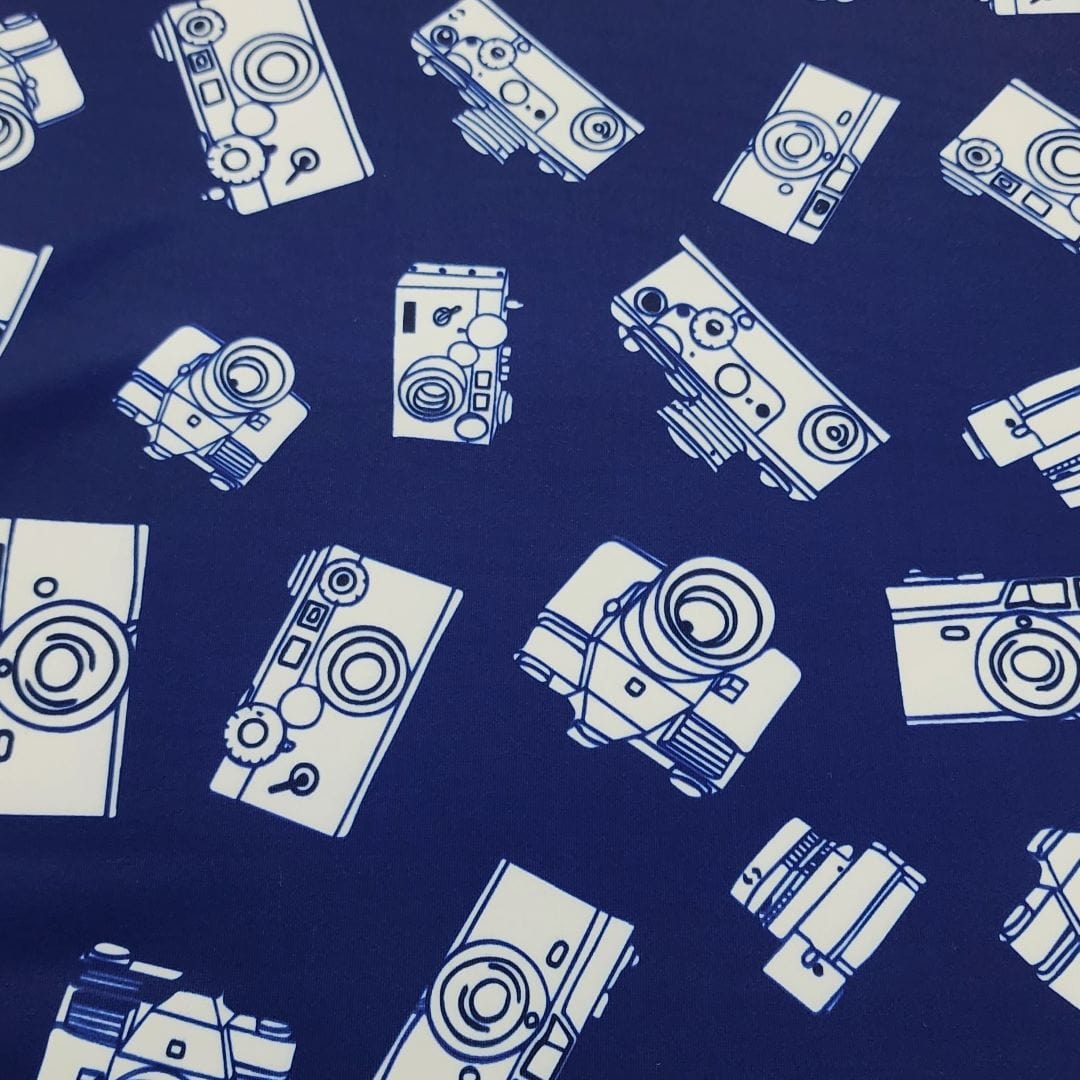 PRINTED LYCRA Dress Fabrics Printed Nylon Lycra Cameras 150cm (7483956265049)
