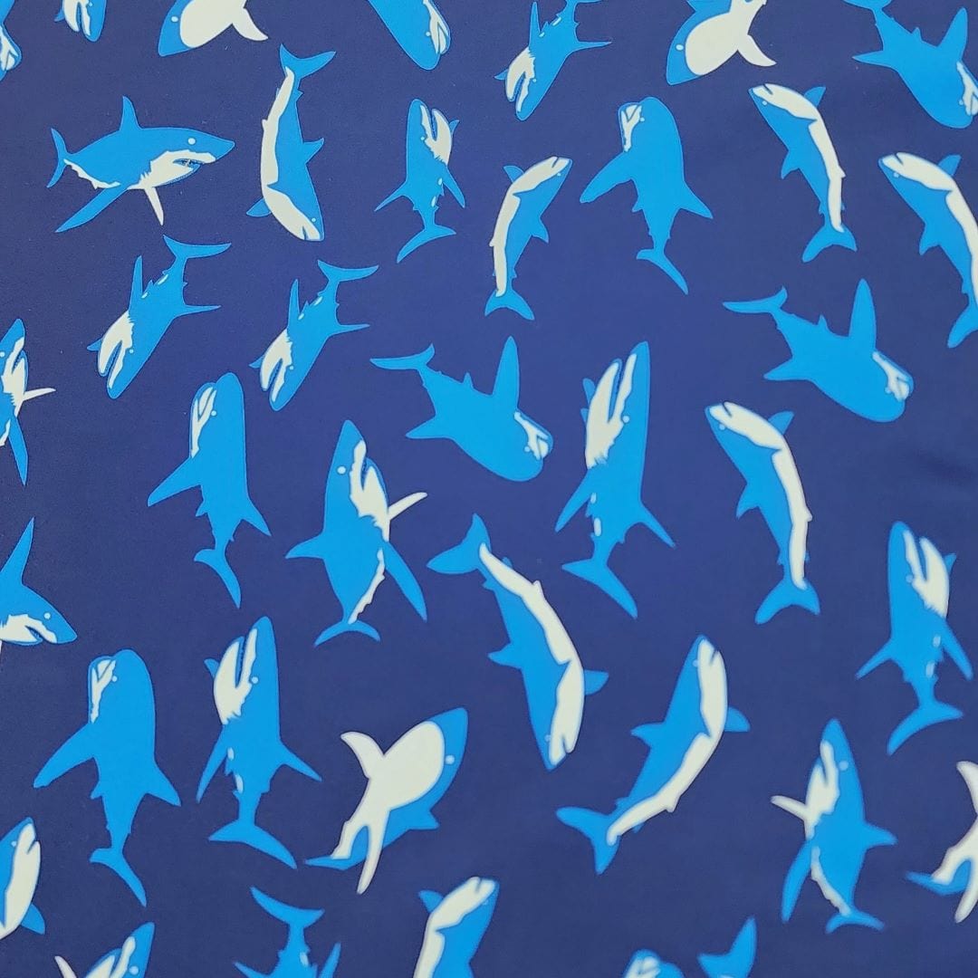 PRINTED LYCRA Dress Fabrics Printed Nylon Lycra Dolphins Fabric 150cm (7483951415385)