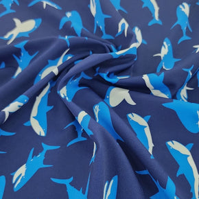 PRINTED LYCRA Dress Fabrics Printed Nylon Lycra Dolphins Fabric 150cm (7483951415385)