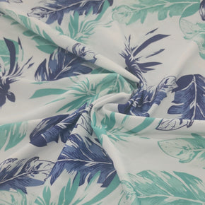 PRINTED LYCRA Dress Fabrics Printed Nylon Lycra Fabric Green/Blue Leaves 150 cm (7498147856473)