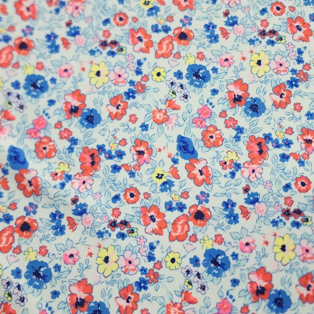 PRINTED LYCRA Dress Fabrics Printed Nylon Lycra Fabric Pink/Blue Flower 150cm (7498144579673)