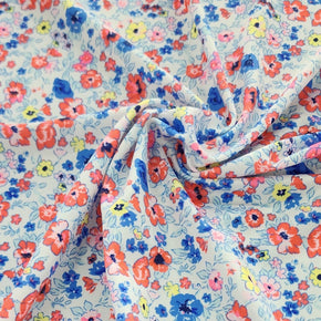PRINTED LYCRA Dress Fabrics Printed Nylon Lycra Fabric Pink/Blue Flower 150cm (7498144579673)