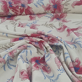 PRINTED LYCRA Dress Fabrics Printed Nylon Lycra Fabric Pink/Cream 150cm (7444558315609)