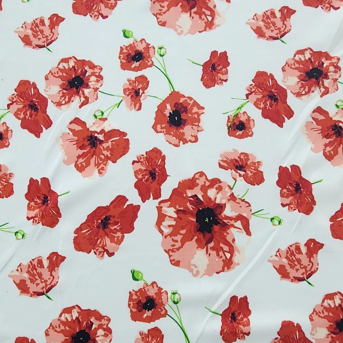 PRINTED LYCRA Dress Fabrics Printed Nylon Lycra Fabric Red Flower 150cm (7498144383065)