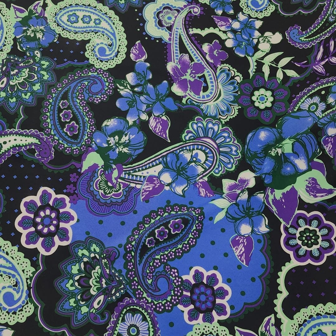 PRINTED LYCRA Dress Fabrics Printed Nylon Lycra Paisley Fabric 150cm (7483951546457)