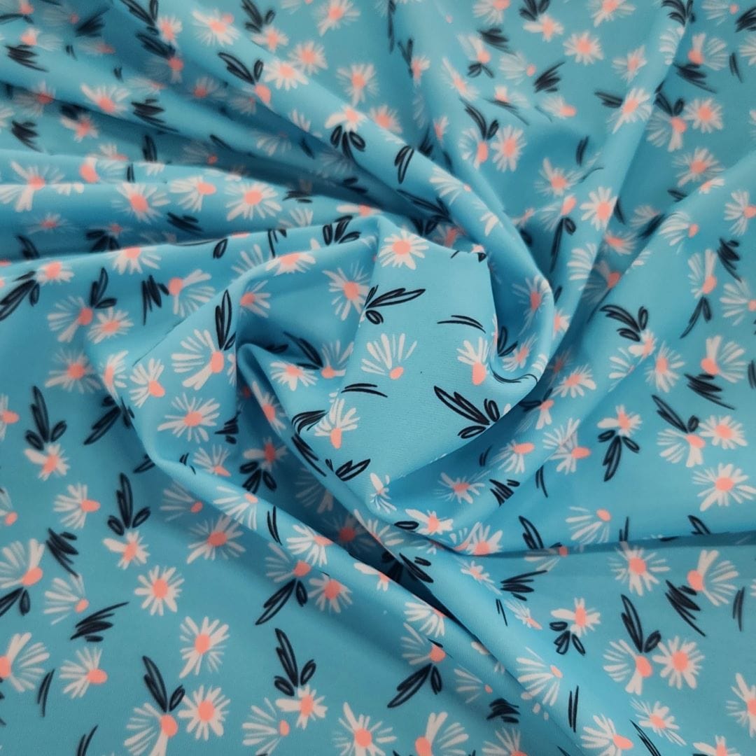 PRINTED LYCRA Dress Fabrics Printed Nylon Lycra Small Flower Fabric 150cm (7483951448153)