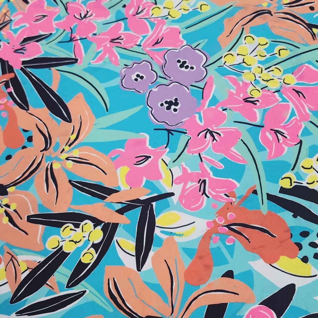 PRINTED LYCRA Dress Fabrics Printed Nylon Lycra Tropical Fabric 150cm (7444558184537)