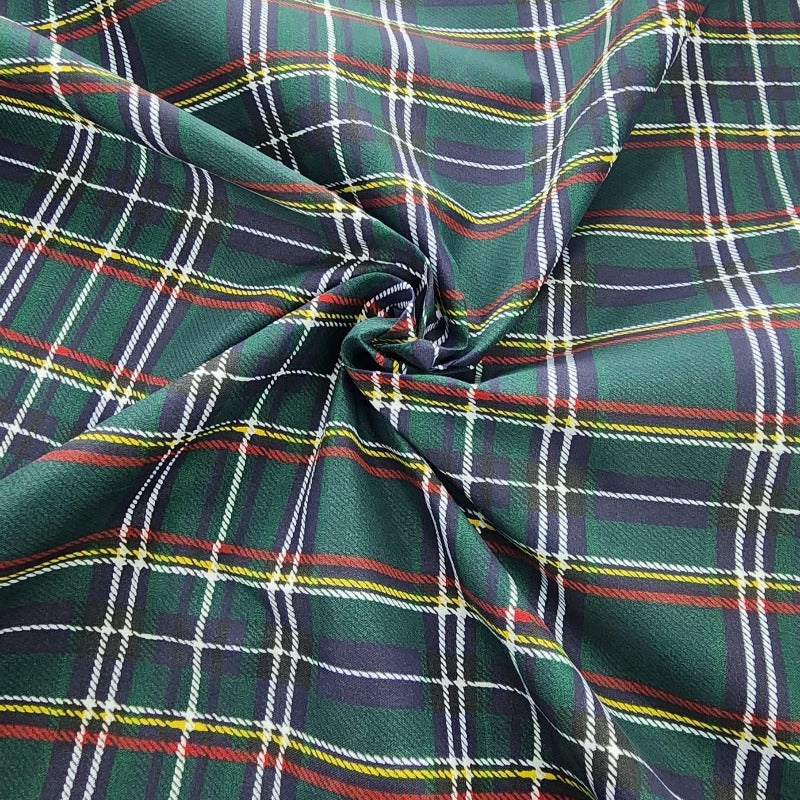 printed polycotton Dress Fabrics Bottle Green Printed Poly Cotton Check Fabric 112cm