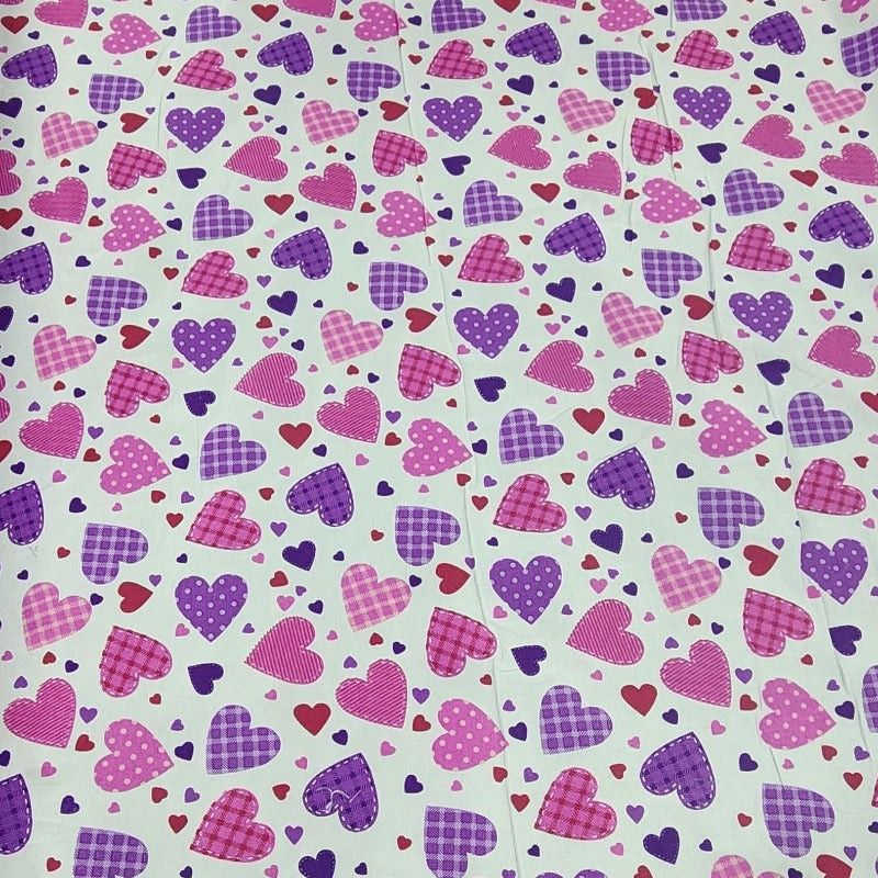 printed polycotton Dress Fabrics Printed Poly Cotton Hearts Fabric 112cm