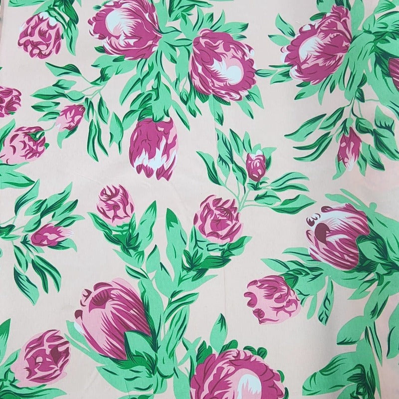 printed polyotton Dress Fabrics Printed Poly Cotton Protea Fabric 112cm (7490123858009)