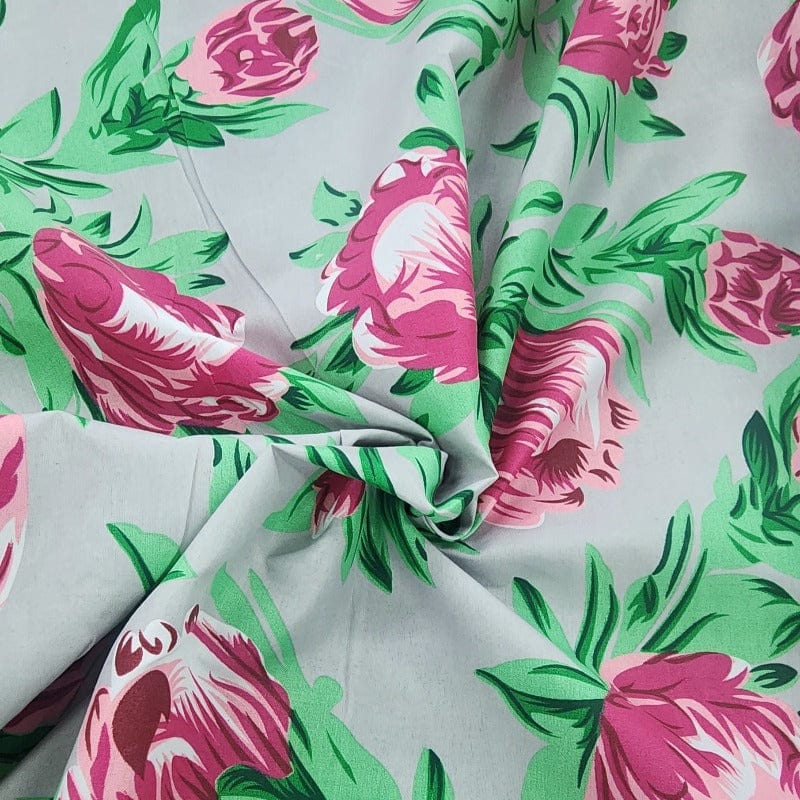 printed polyotton Dress Fabrics Printed Poly Cotton Protea Fabric 112cm (7490123858009)