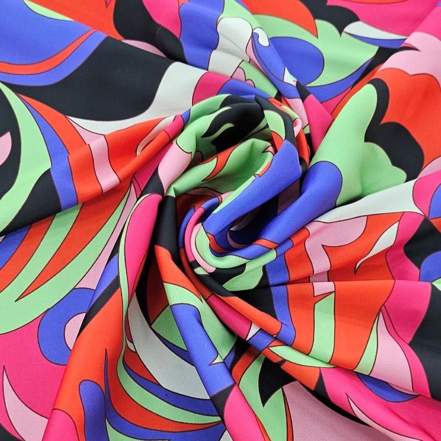 PRINTED SATIN Dress Fabric Black Printed Satin 150cm