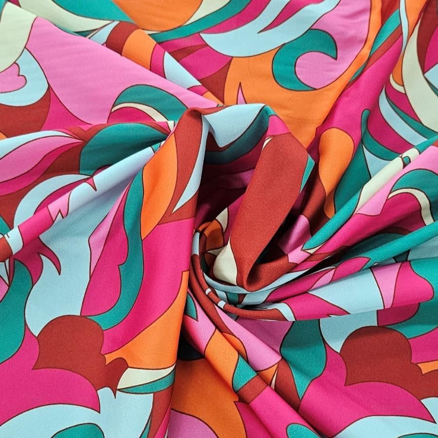 PRINTED SATIN Dress Fabric Maroon Printed Satin 150cm