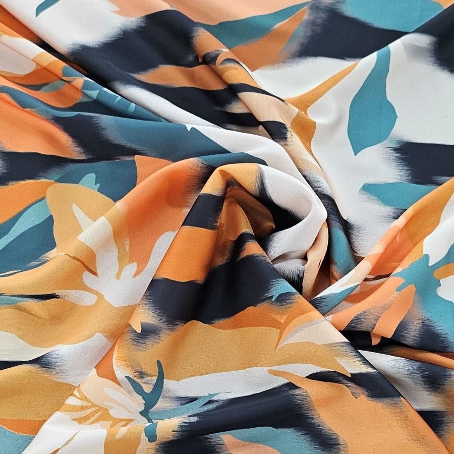PRINTED SATIN Dress Fabric Rust Printed Satin 150cm
