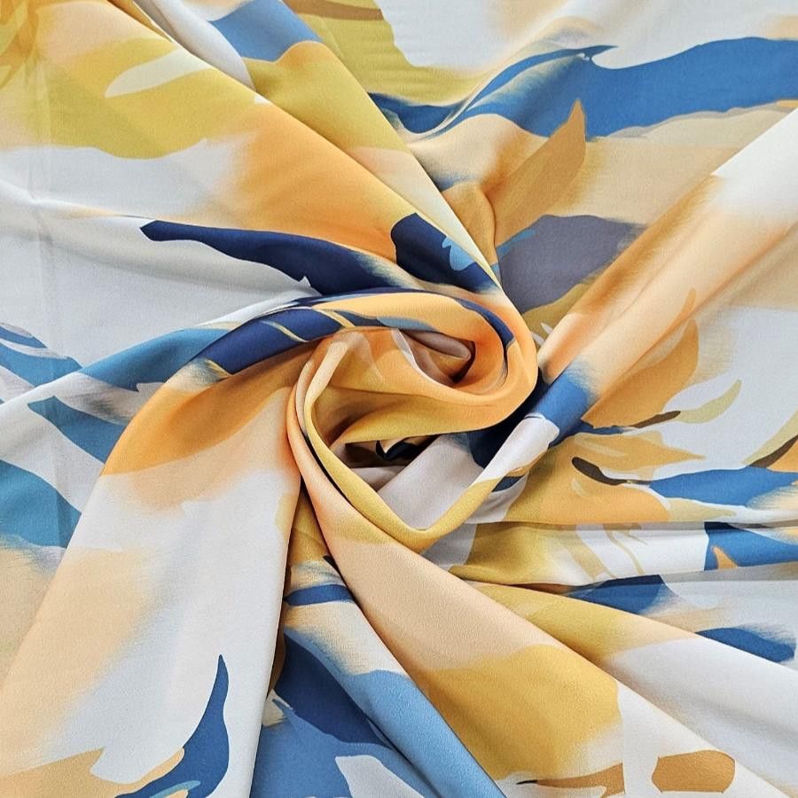 PRINTED SATIN Dress Fabric Yellow Printed Satin 150cm