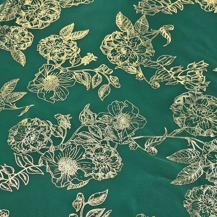 PRINTED SATIN Dress Fabrics Bottle Green Foil Duchess Satin 150cm (7805231824985)