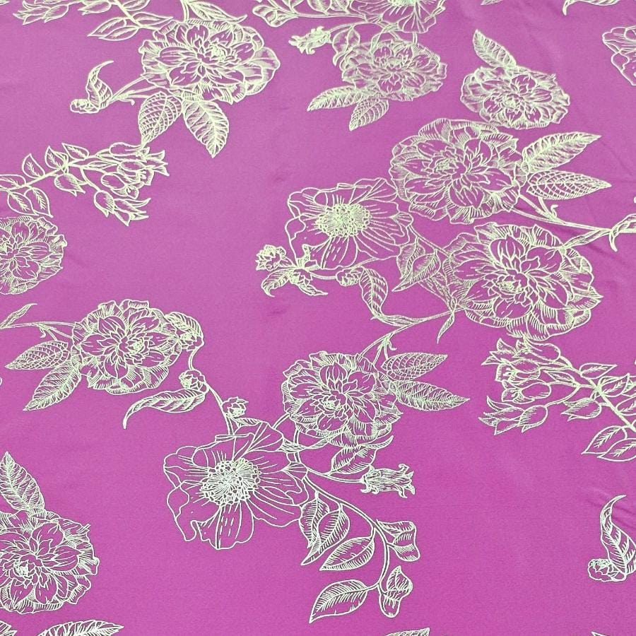 PRINTED SATIN Dress Fabrics Cerise Foil Duchess Satin 150cm (7805231824985)
