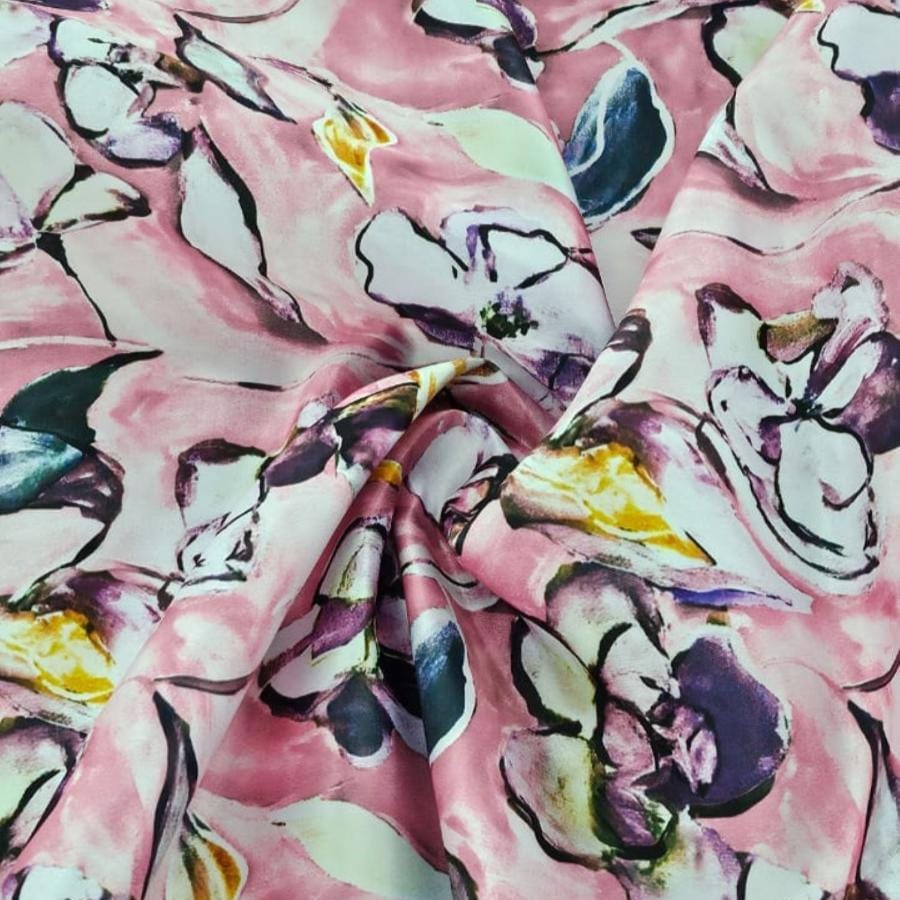 PRINTED SATIN Dress Fabrics Dusty Pink DSN. 1 Printed Duchess 150cm (7784345337945)