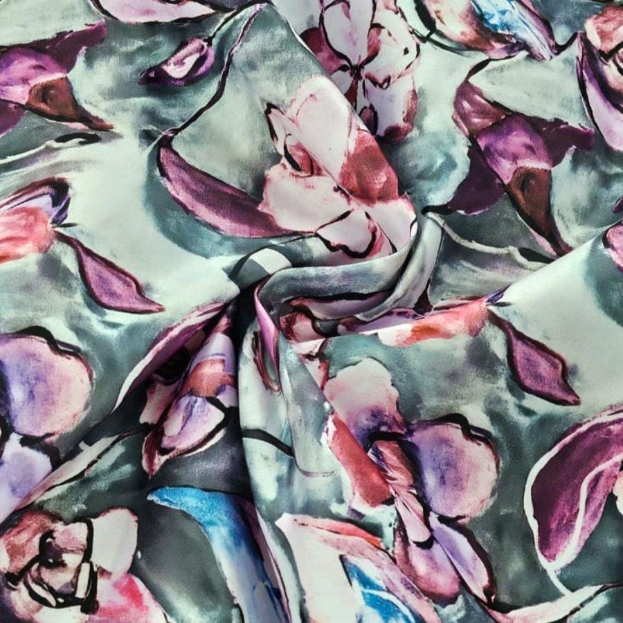 PRINTED SATIN Dress Fabrics Grey DSN. 1 Printed Duchess 150cm (7784345337945)
