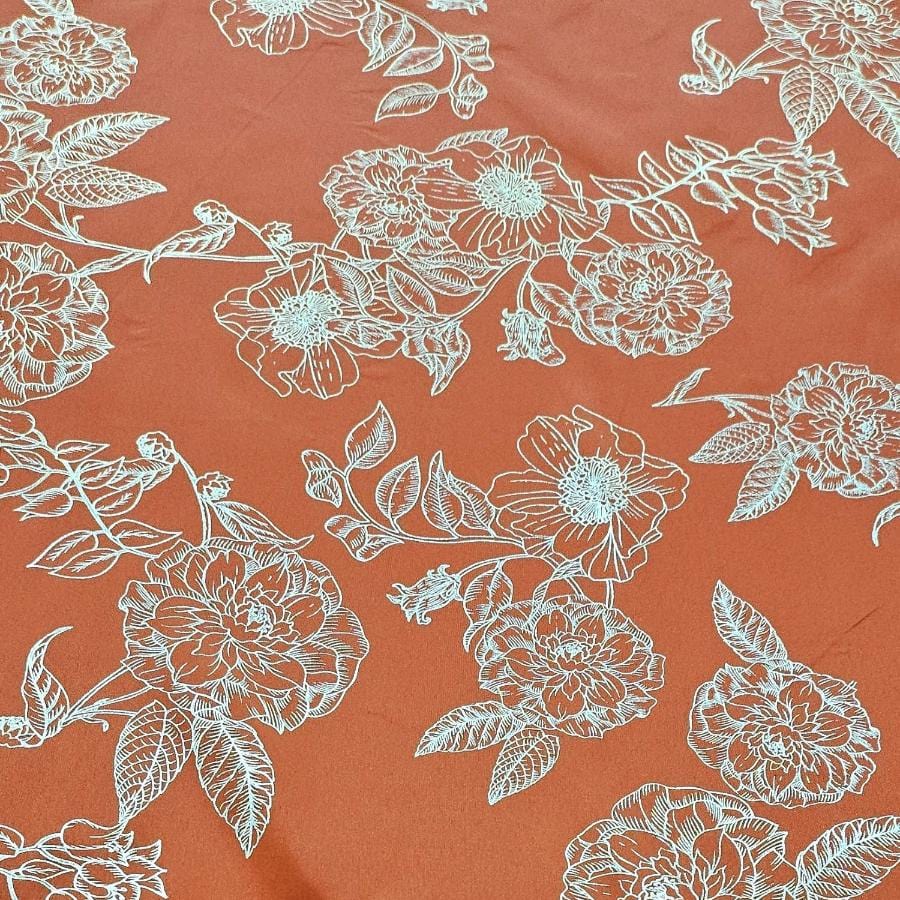 PRINTED SATIN Dress Fabrics Orange Foil Duchess Satin 150cm (7805231824985)