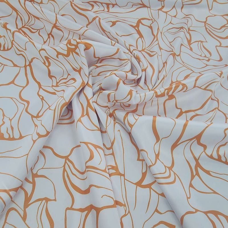 PRINTED SATIN Dress Fabrics Orange Printed Abstract Milano Satin Fabric 150 cm