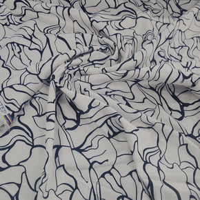 PRINTED SATIN Dress Fabrics Printed Abstract Milano Satin Fabric Black 150cm (7471855075417)