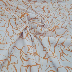 PRINTED SATIN Dress Fabrics Printed Abstract Milano Satin Fabric Orange 150cm (7471857401945)