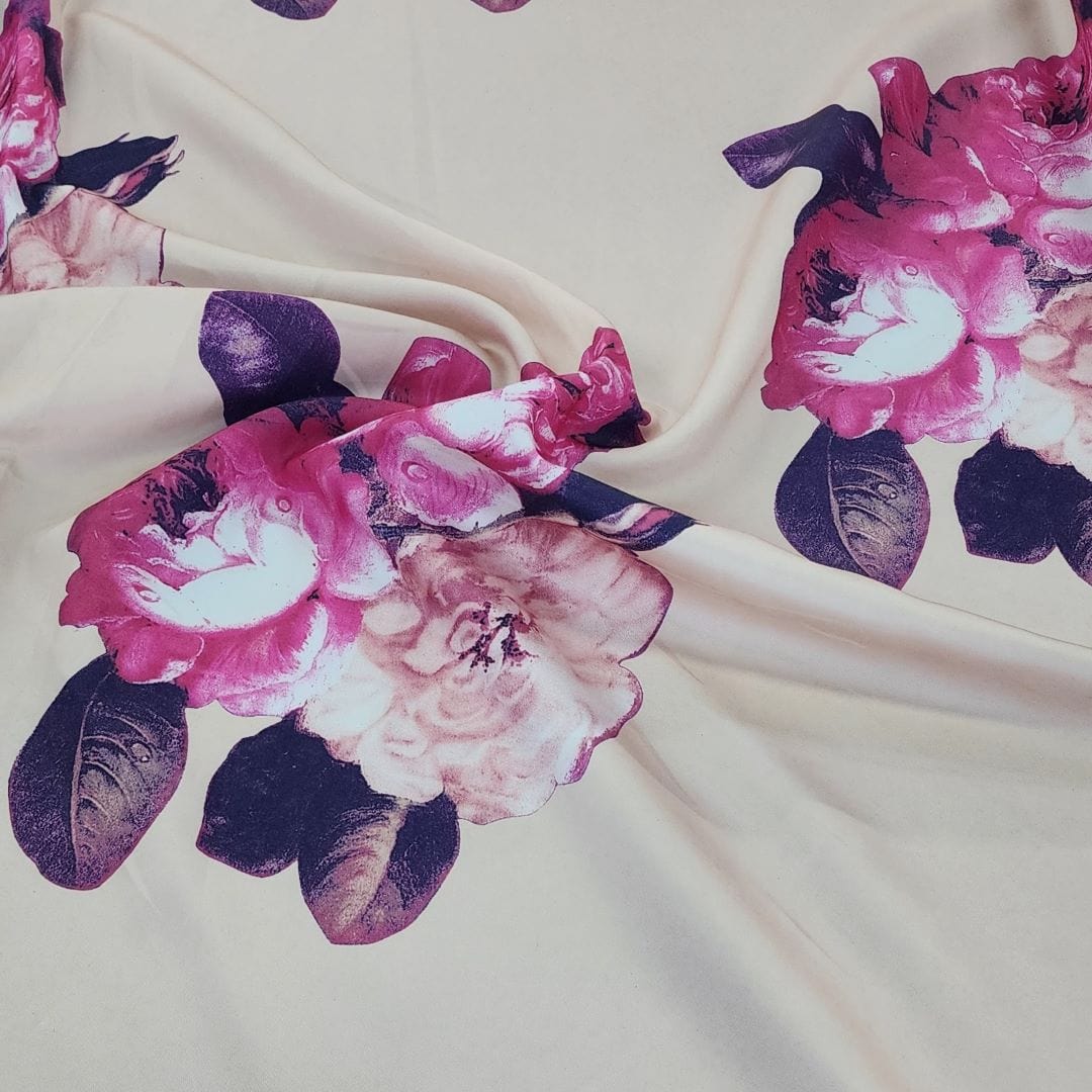 PRINTED SATIN Dress Fabrics Printed Ballroom Satin Fabric Nude 150cm (7416587419737)