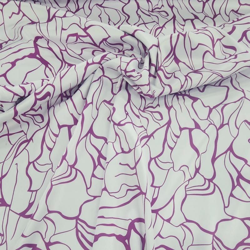 PRINTED SATIN Dress Fabrics Purple Printed Abstract Milano Satin Fabric 150 cm