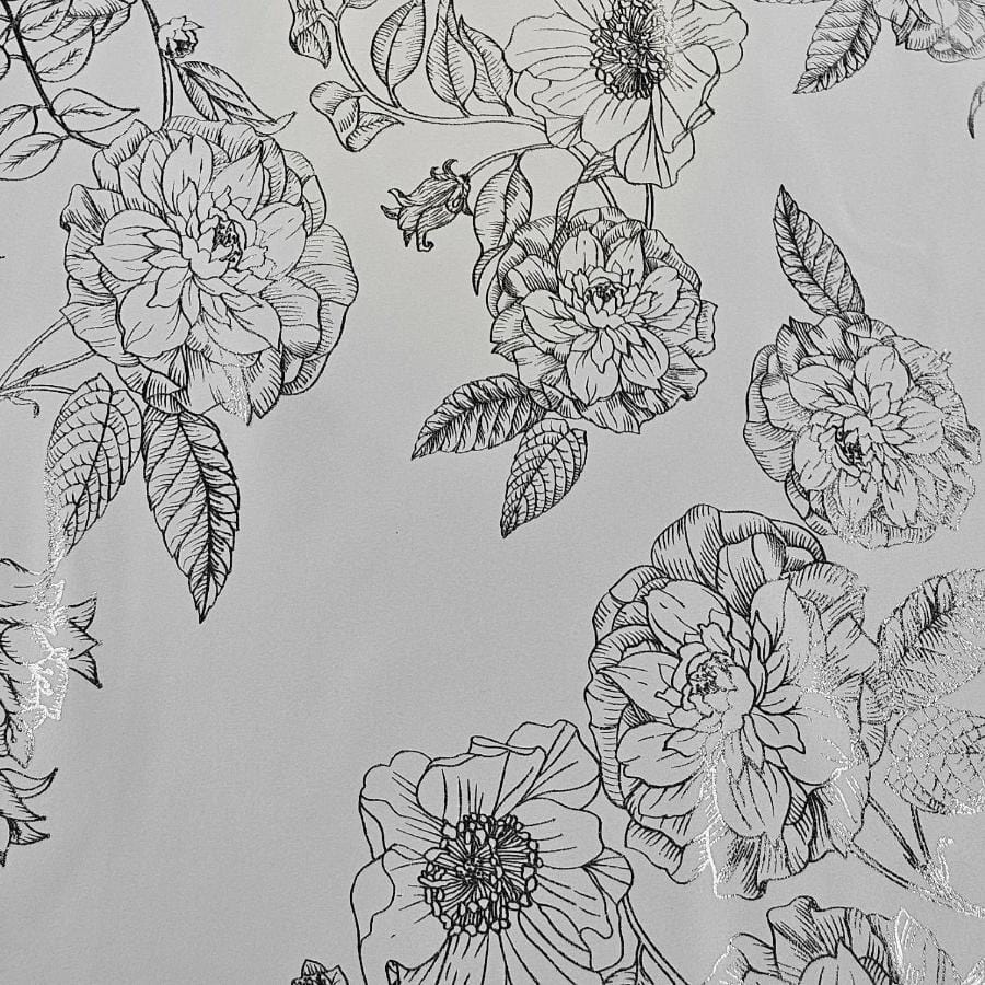 PRINTED SATIN Dress Fabrics White Foil Duchess Satin 150cm (7805231824985)