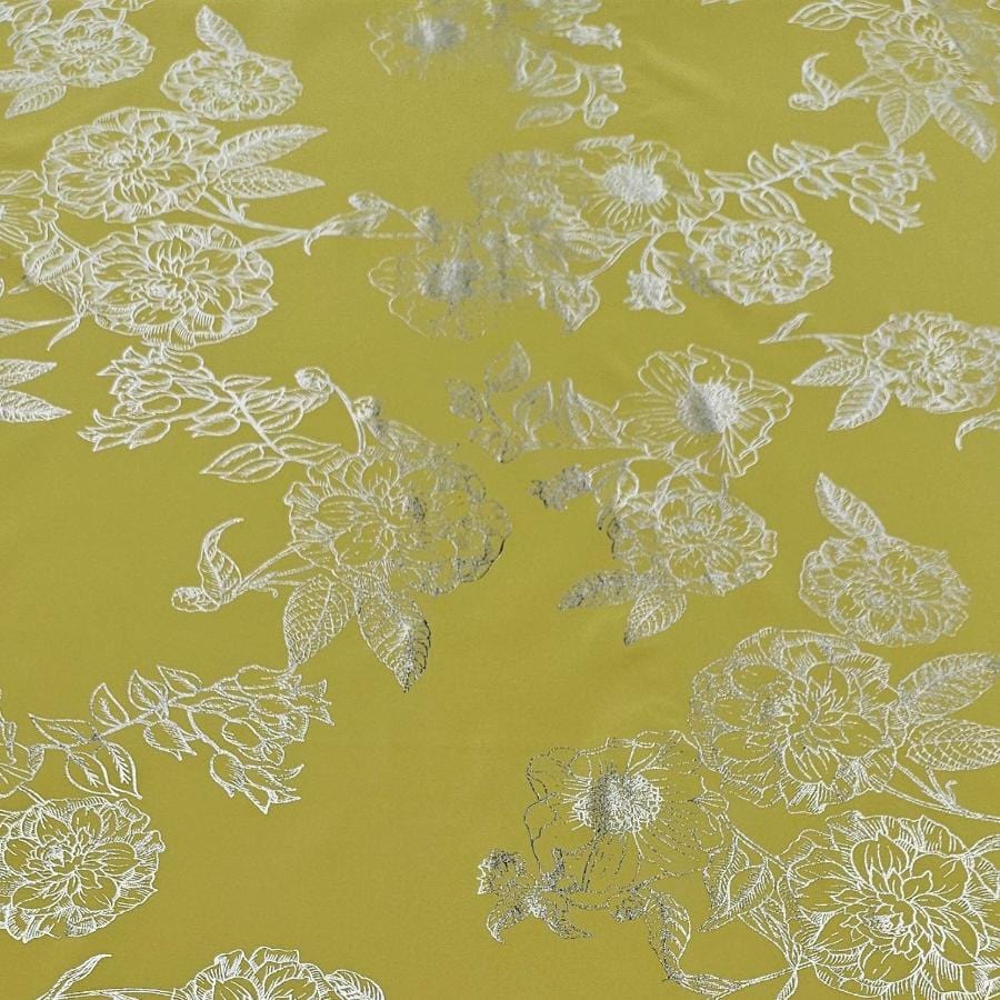PRINTED SATIN Dress Fabrics Yellow Foil Duchess Satin 150cm (7805231824985)