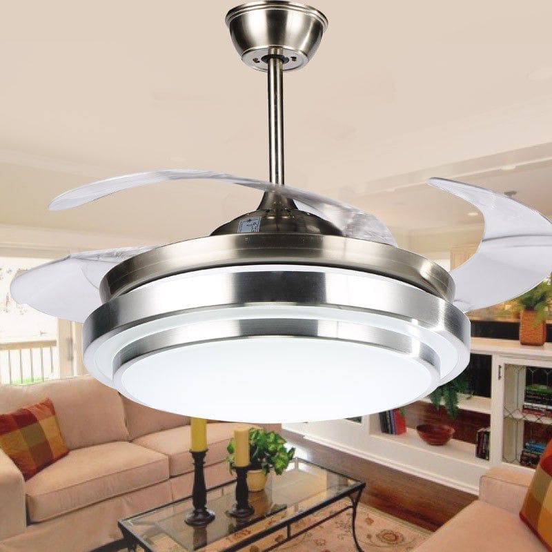 Retractable Ceiling Fan Light Double Aluminium Silver F8605-500