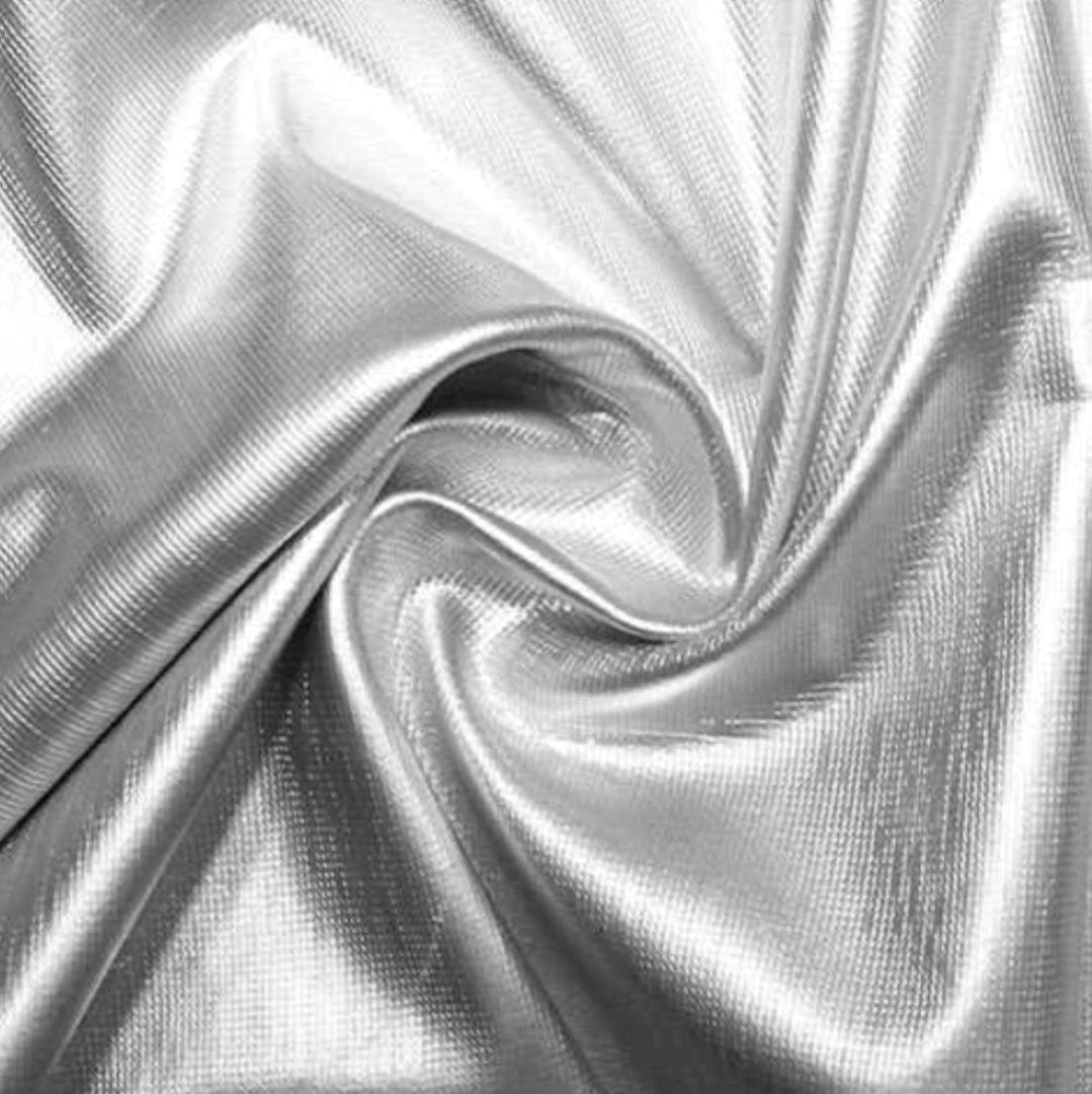 PU Dress Fabrics Silver Lame Pu Spandex Fabric 145cm