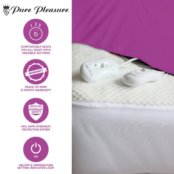 PURE PLEASURE ELECTRIC BLANKET Pure Pleasure Full Fitted Coral Fleece Electric Blanket (6561958789209)