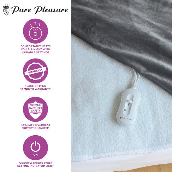 PURE PLEASURE ELECTRIC BLANKET Pure Pleasure Sherpa Extra Length Fully Fitted Electric Blanket (6562283323481)