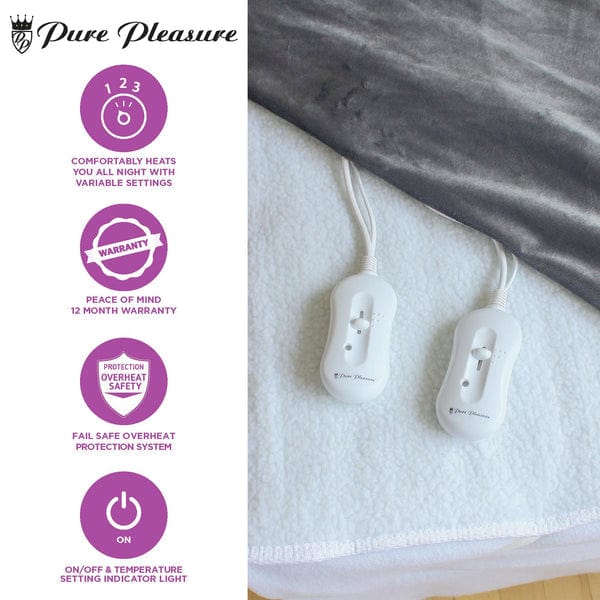 PURE PLEASURE ELECTRIC BLANKET Pure Pleasure Sherpa Full Fitted Electric Blanket With Elastic (6562276409433)